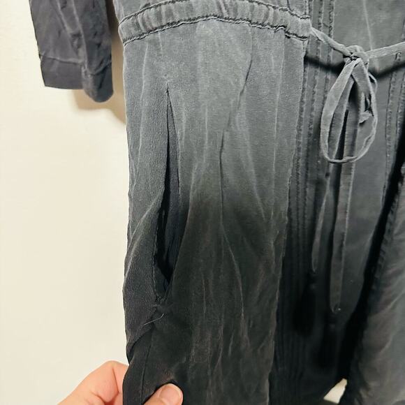 Greylin Dark Blue Cinch Waist Pockets Ribbed Crewneck Midi Dress Size Medium - Picture 3 of 6